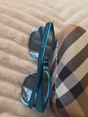 Burberry Blue Sunglasses with Brown Check Case